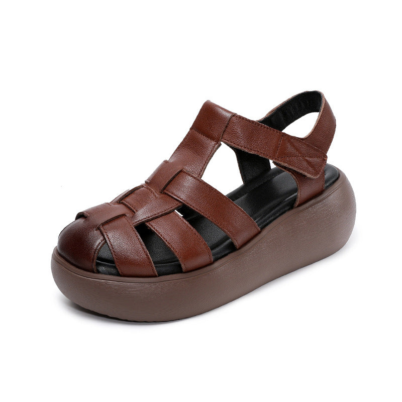Women's Closed Toe Genuine Roman Platform Summer Pig Cage Sandals