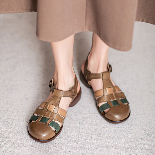 Nick Arthur Summer Vintage Hand-woven Color Block Sandals
