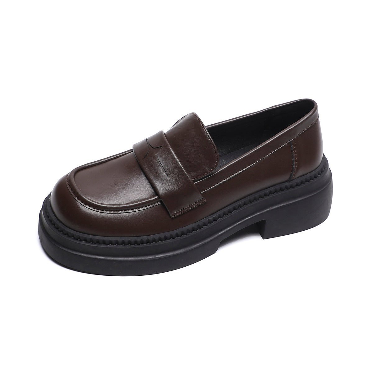 Women's Platform Retro British Style Black Soft Loafers