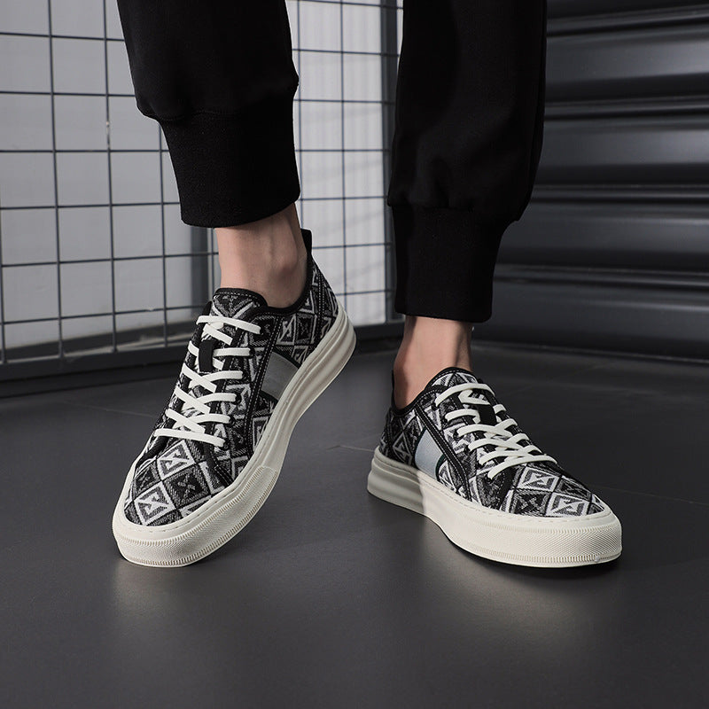 Men's Vintage Cloth Sail Breathable Camouflage Knitted Trendy Canvas Shoes