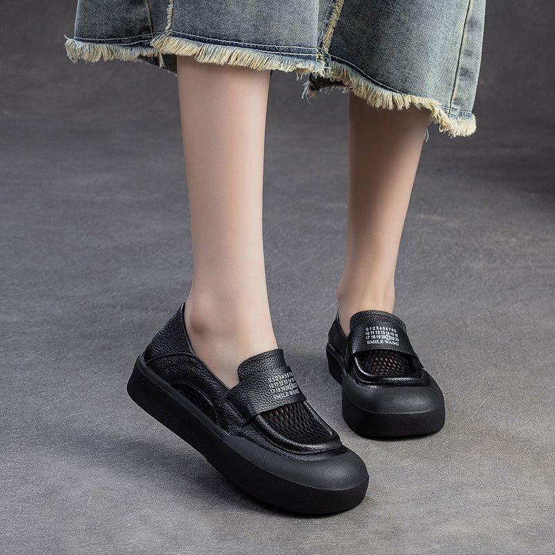 Women's Breathable Mesh Pumps Retro Flat Bottom Loafers