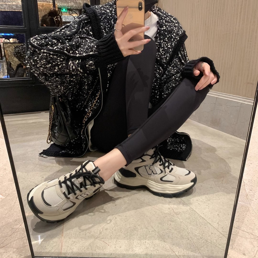 Color Matching Letters Lace Up Daddy Sneakers