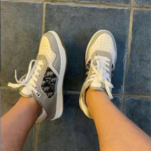 Men's Popular Low Cut Cowhide Color Matching Sneakers