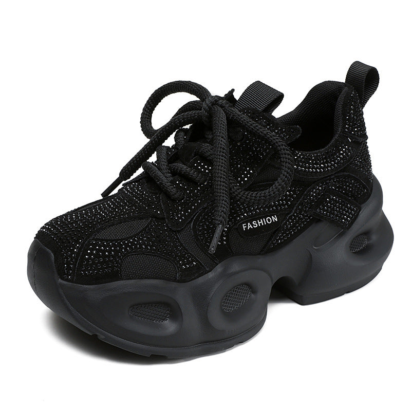 Women's Hot Rhinestone Dad Thick Bottom Small Casual Shoes