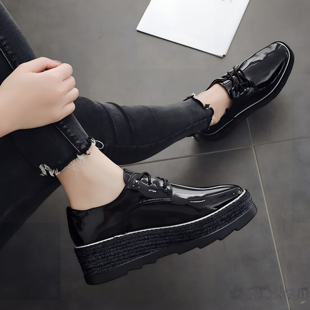 Autumn Versatile Brogue British Style Platform Leather Shoes