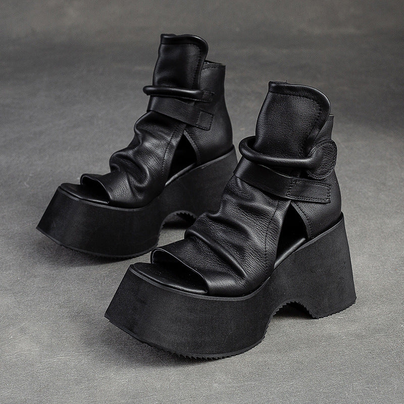 Women's Thick Bottom Peep Toe First Layer Heels