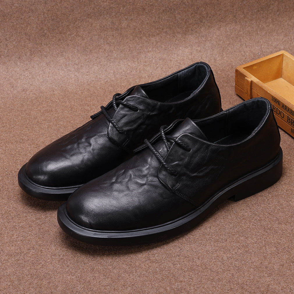 Men's Brown Business Formal Wear Soft British Style Green Leather Shoes