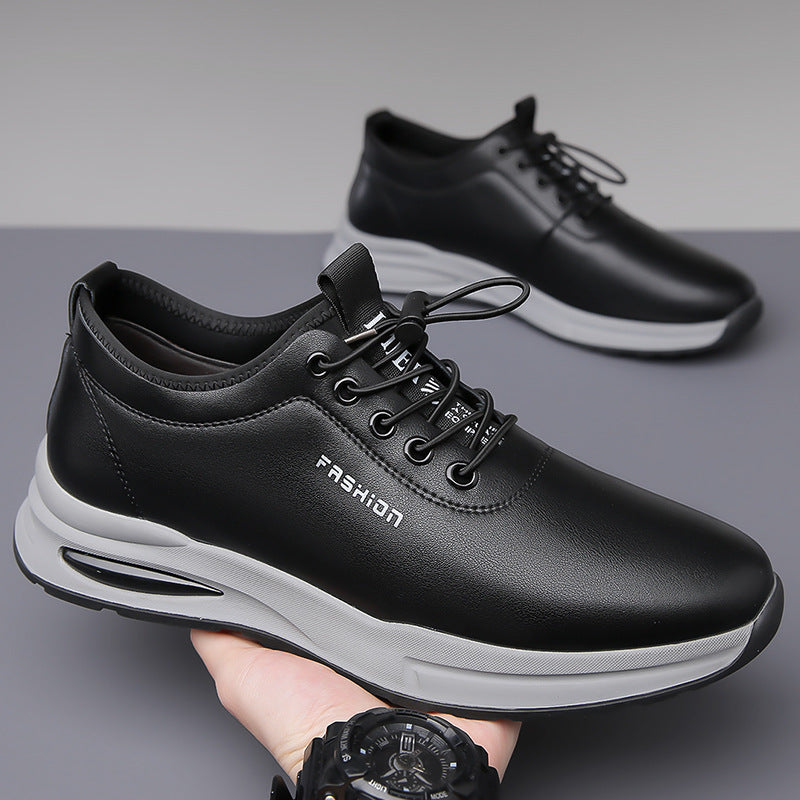Men's Soft Thick-soled Business White British Slip-on Leather Shoes
