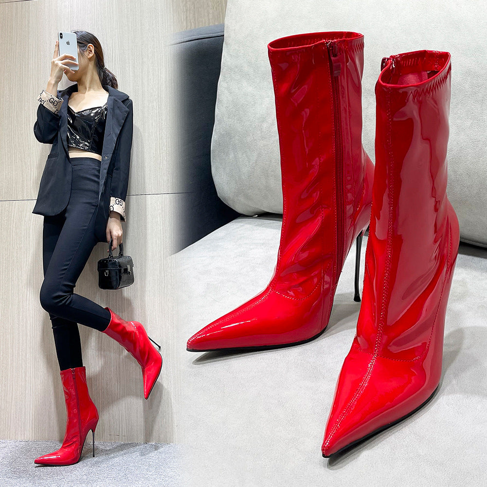 Pointed Toe Sexy Pole Dance Iron Large Boots