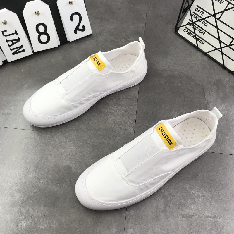 Men's Summer White Smart Guy Breathable Skateboard Slip-on Sneakers