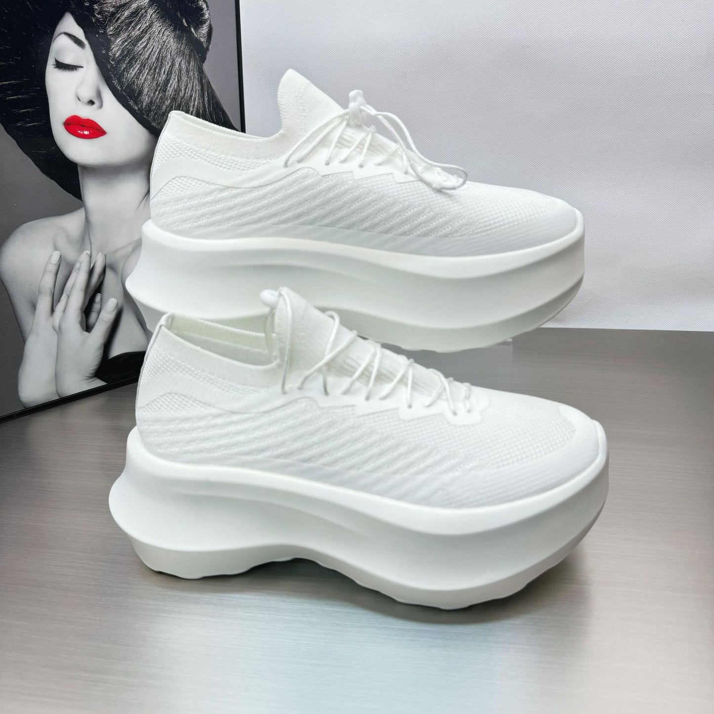 Ding Surface Breathable Muffin Bottom Dad Sneakers