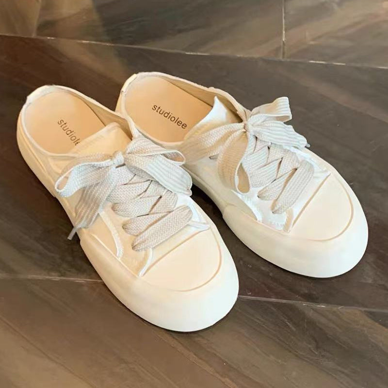 Women's Pump Half Summer Thick Sole Increased Fresh Satin Slippers