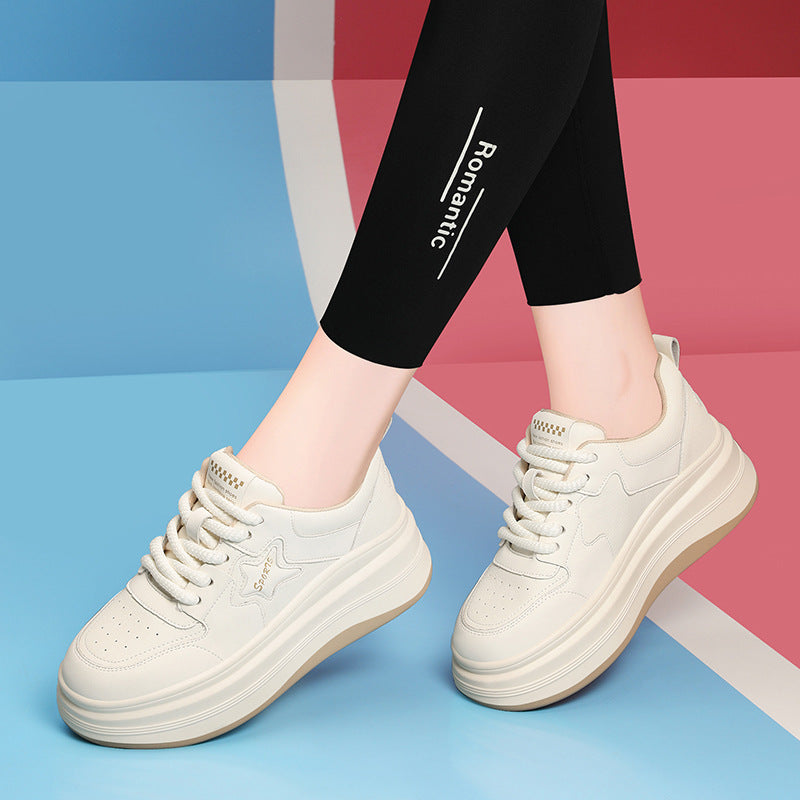 Women's Gold Silk Rabbit Spring Muffin Bottom Sneakers