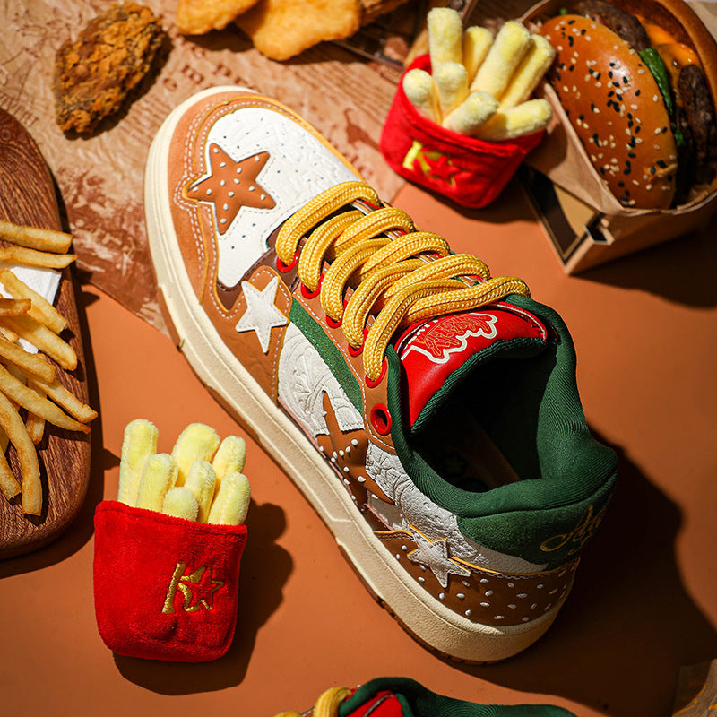 Women's & Men's Fashion Joint Burger Star Platform Low-cut Sneakers