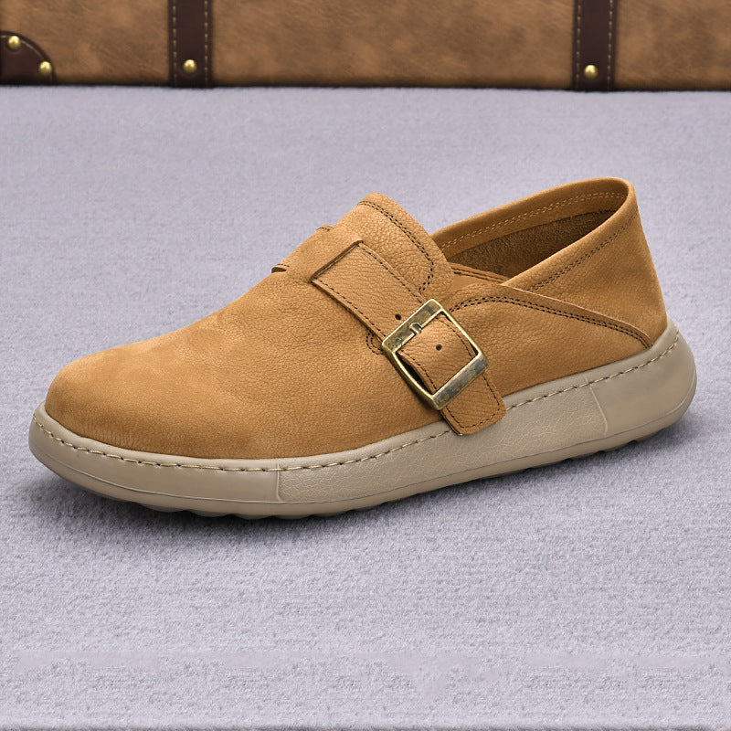 Men's Spring Cow British Style Slip-on Retro Casual Shoes