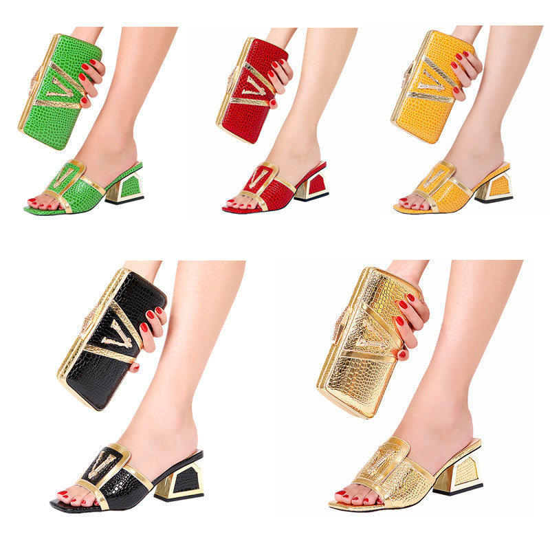 Women's High V Buckle The Wedding Party To Bag Heels