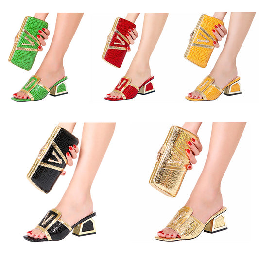 Women's High V Buckle The Wedding Party To Bag Heels