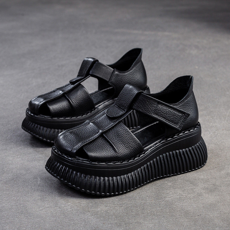 Women's Closed Toe Platform Soft Surface Retro Top Sandals