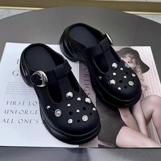 Women's Rhinestone Slip-on Summer Thick-soled Beach Outdoor Women's Shoes