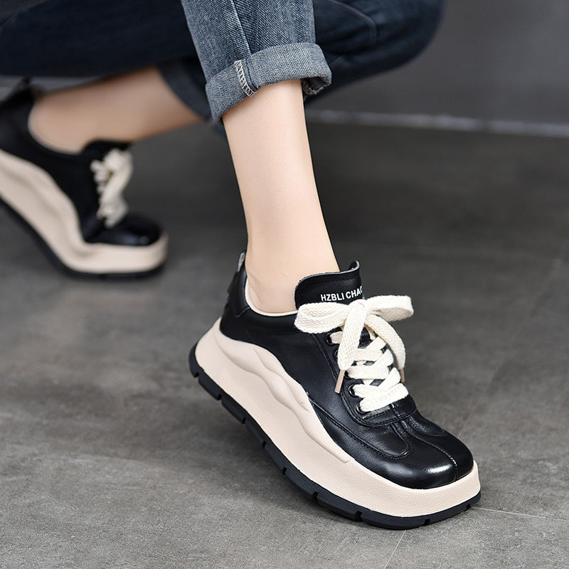 Women's Price Square Toe Laces Thick Bottom Casual Shoes