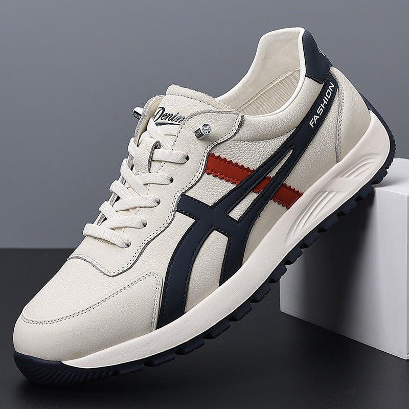 Men's Top Layer Cowhide Round Head Ultra Light Stylish Fashion Men's Casual Shoes