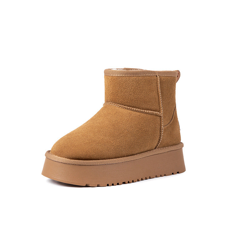 Women's Increasing Insole Small Wedge Fur Integrated Snow Boots