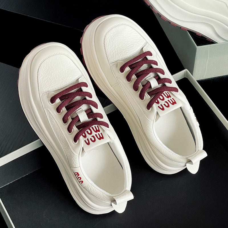 Women's Platform White Spring Height Increasing Muffin Sneakers