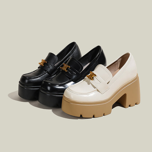 Women's Invisible Elevated Arc Size Thick-soled British Loafers