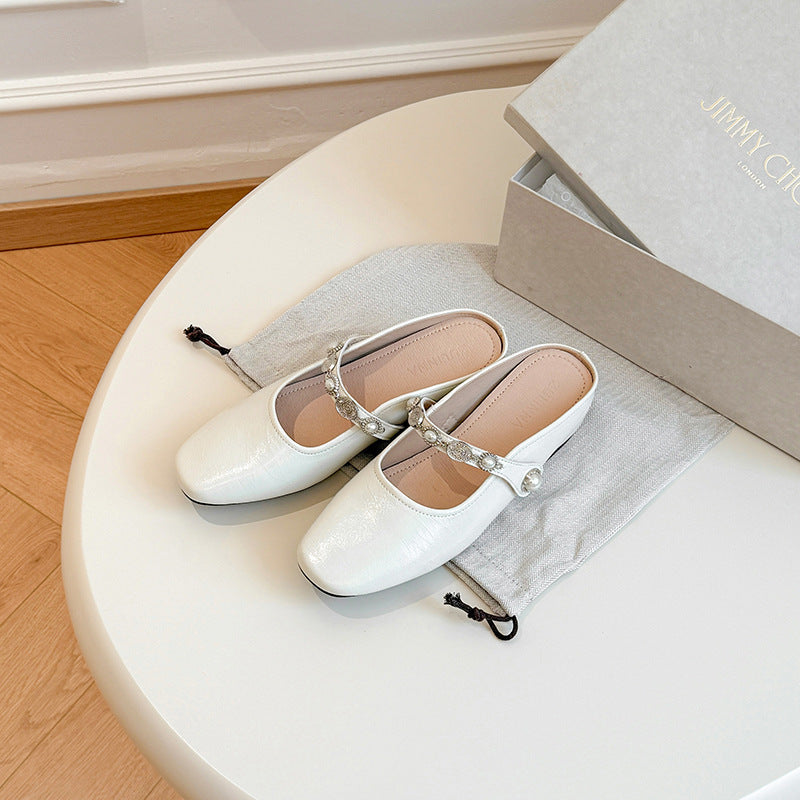Women's Insole Closed Toe Half Summer Wear Korean Slippers