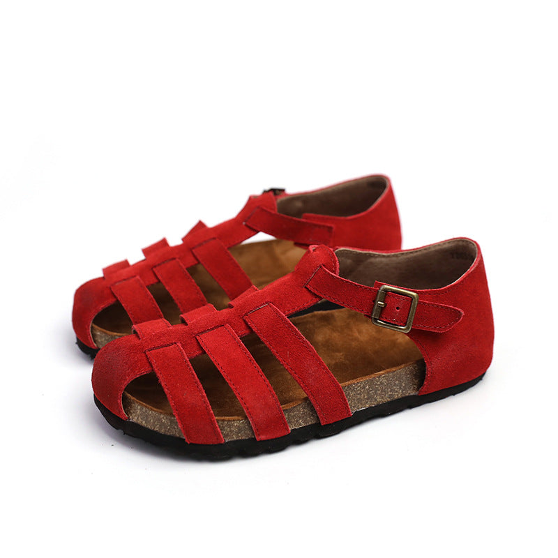 Women's Round Toe Belt Loop Flat Retro Sandals