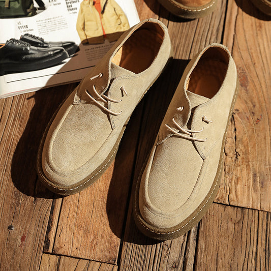 Men's Retro Suede Platform Fur-lined Matte Calf Casual Shoes