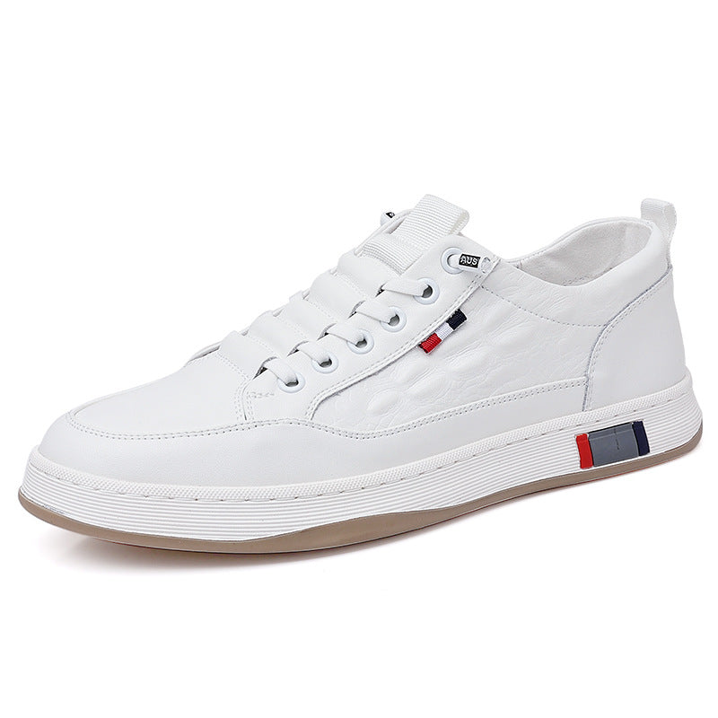 Men's White For Sports Trendy Breathable Men's Casual Leather Shoes