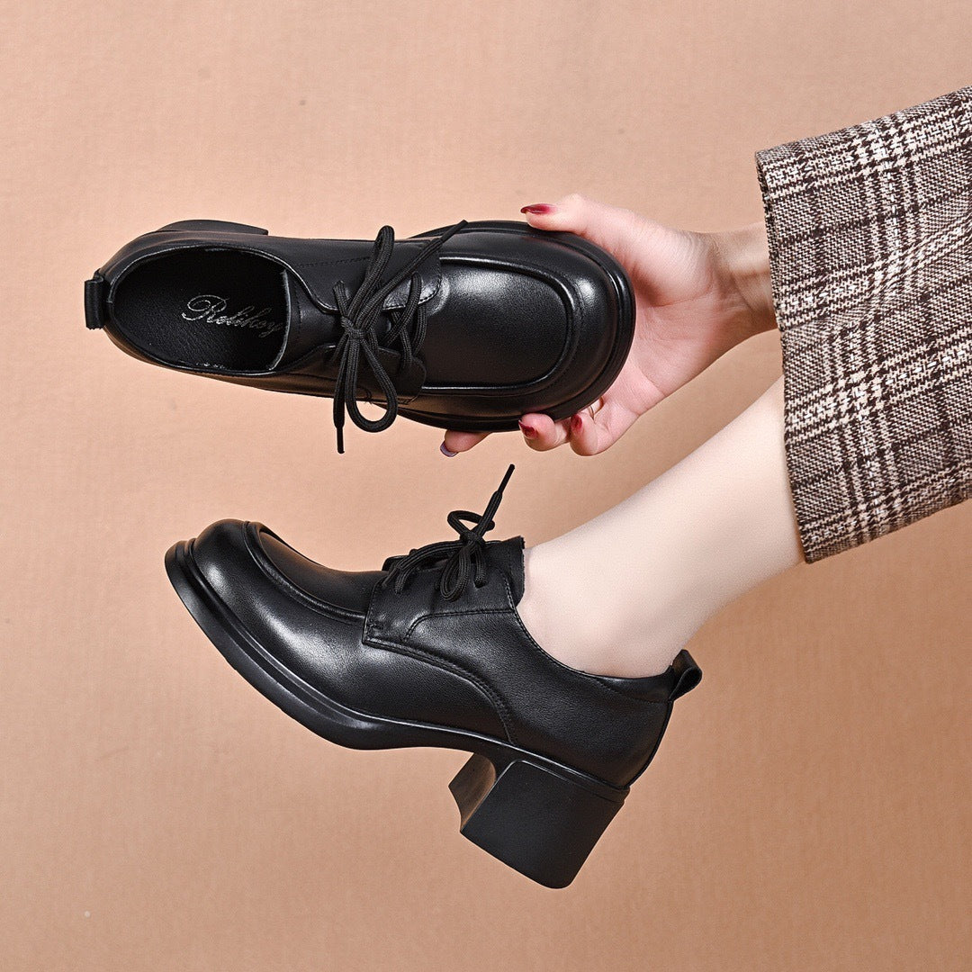 Women's Flat Retro Brown Thick Sole Deep Women's Casual Shoes