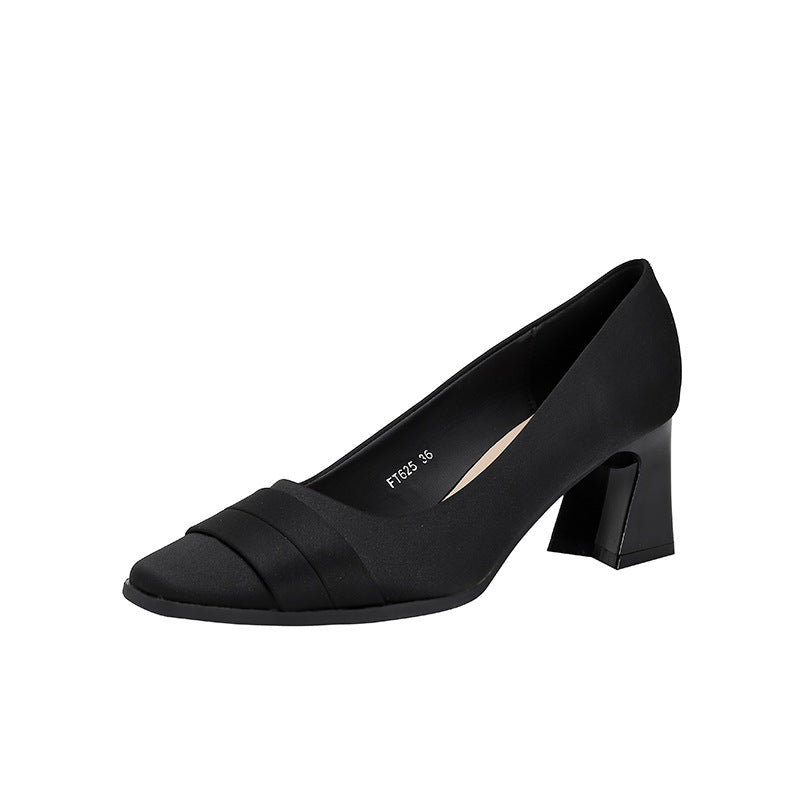 Women's French Style Satin Pointed High Bridesmaid Fairy Beautiful Wedding Genuine Women's Fashion Shoes