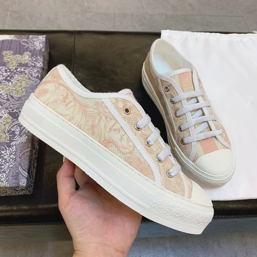 Women's Letter Embroidered Classic Electric Thick Bottom Canvas Shoes