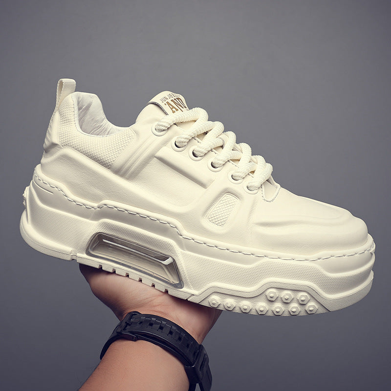 Men's Top Layer Cowhide Breathable Trendy Korean White Men's Board Shoes