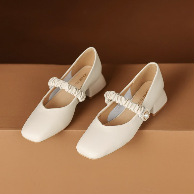 Women's Mary Jane Square Toe Low-cut Small Chunky Men's Shoes