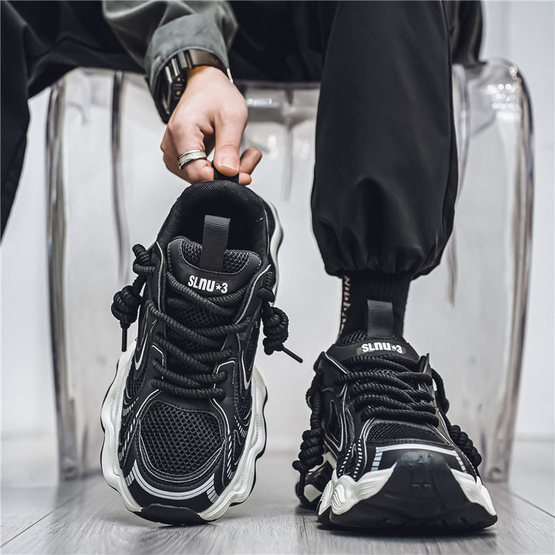Men's Autumn Mesh Breathable Design Wave Platform Sneakers
