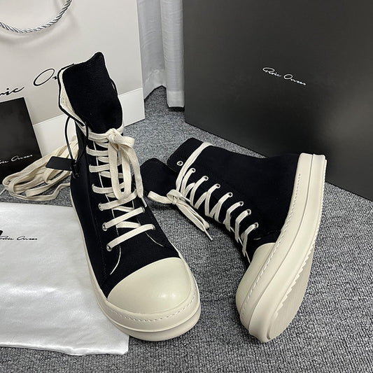 Men's Thick-soled Round Head Leisure Board Plus Canvas Shoes