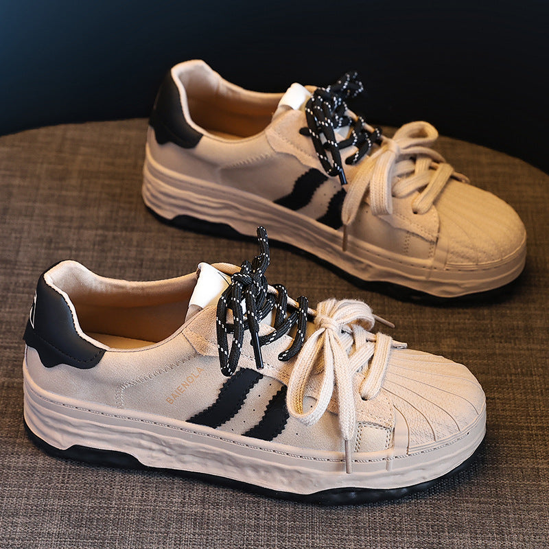 Women's White Autumn Lightweight Shell Toe Thick Casual Shoes