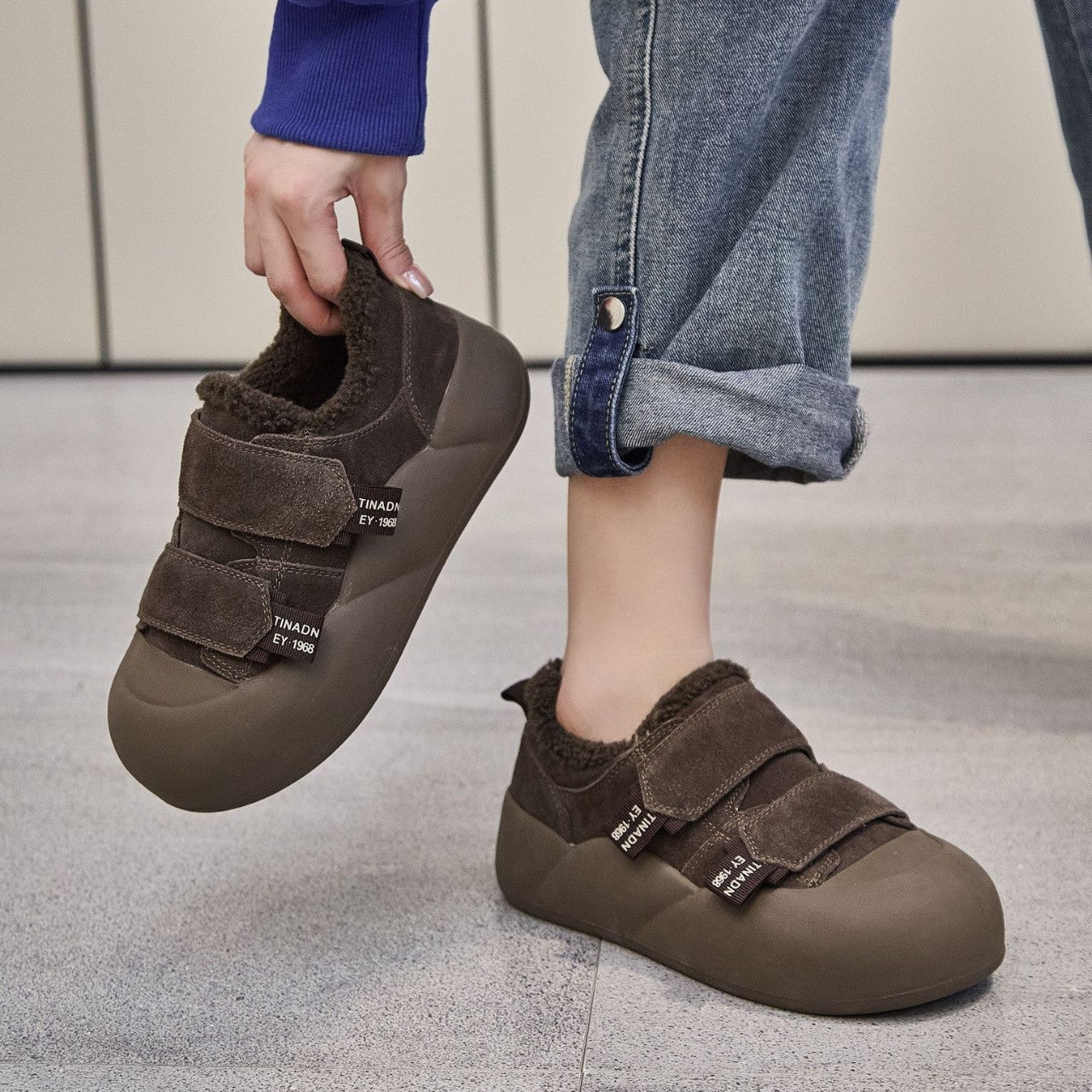 Head Soft Bottom Bread Retro Frosted Lamb Women's Shoes