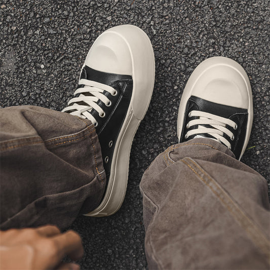 Men's First Layer Cowhide Black Board Little Sneakers
