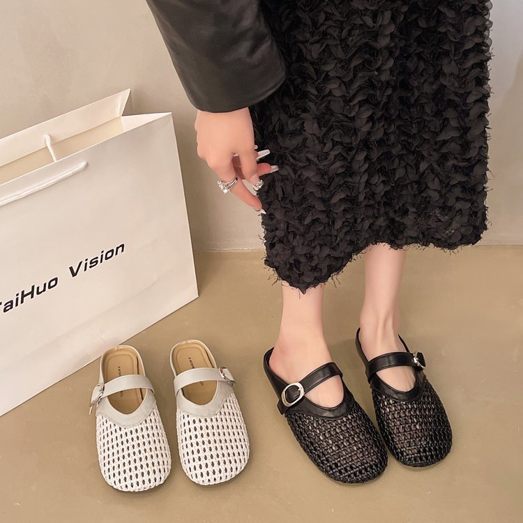 Women's Flat French Closed Toe Half For Sandals