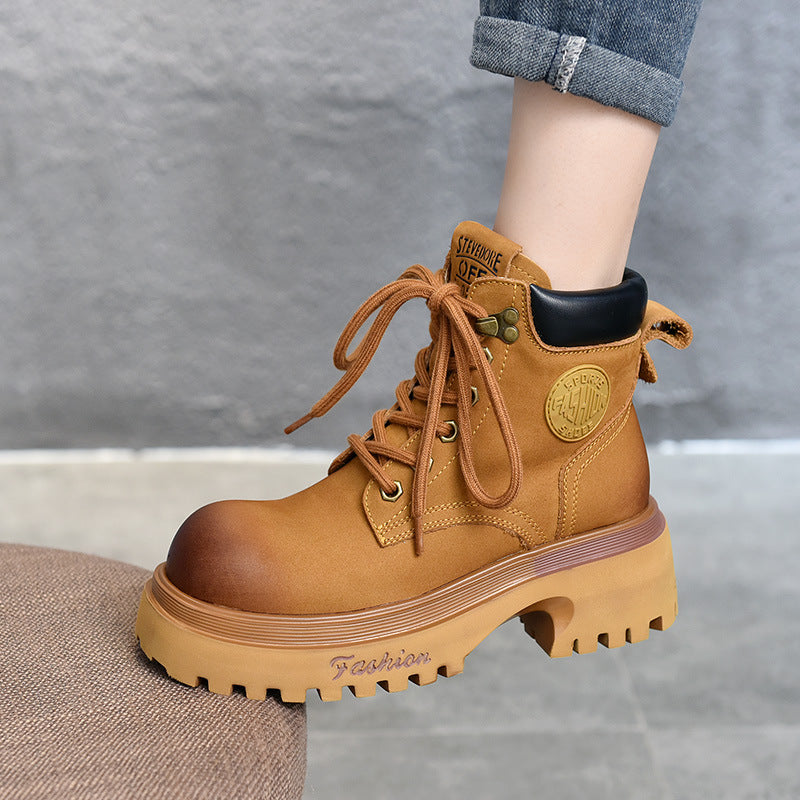 Western Denim Ankle Worker Thick Bottom Boots