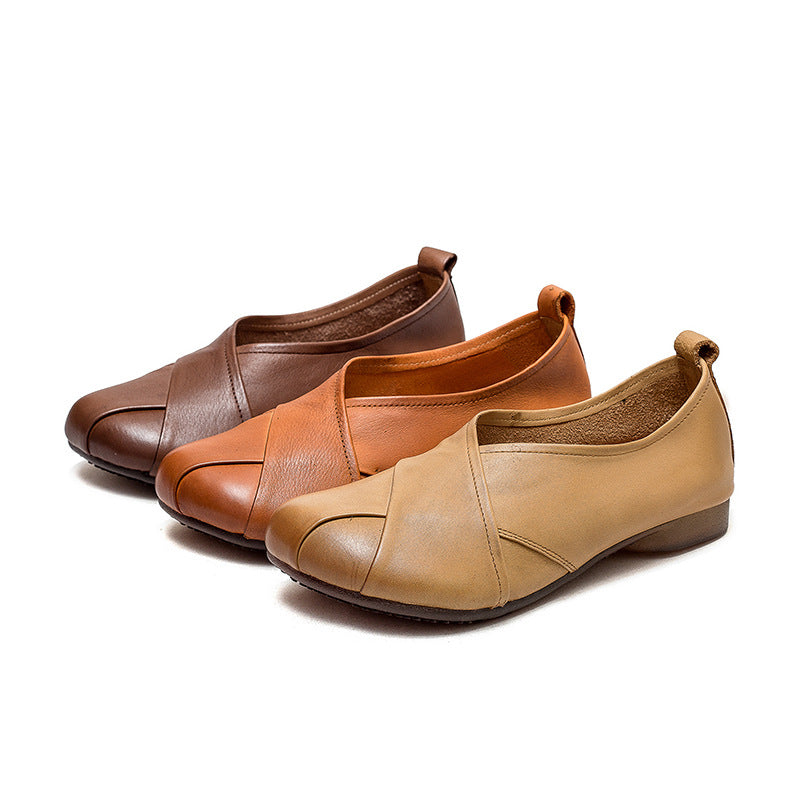 Flat Polished Retro Cross Design Pumps Casual Shoes