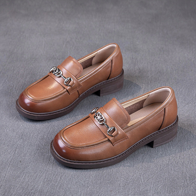 Women's Cowhide Spring Flat Soft Bottom Surface Loafers