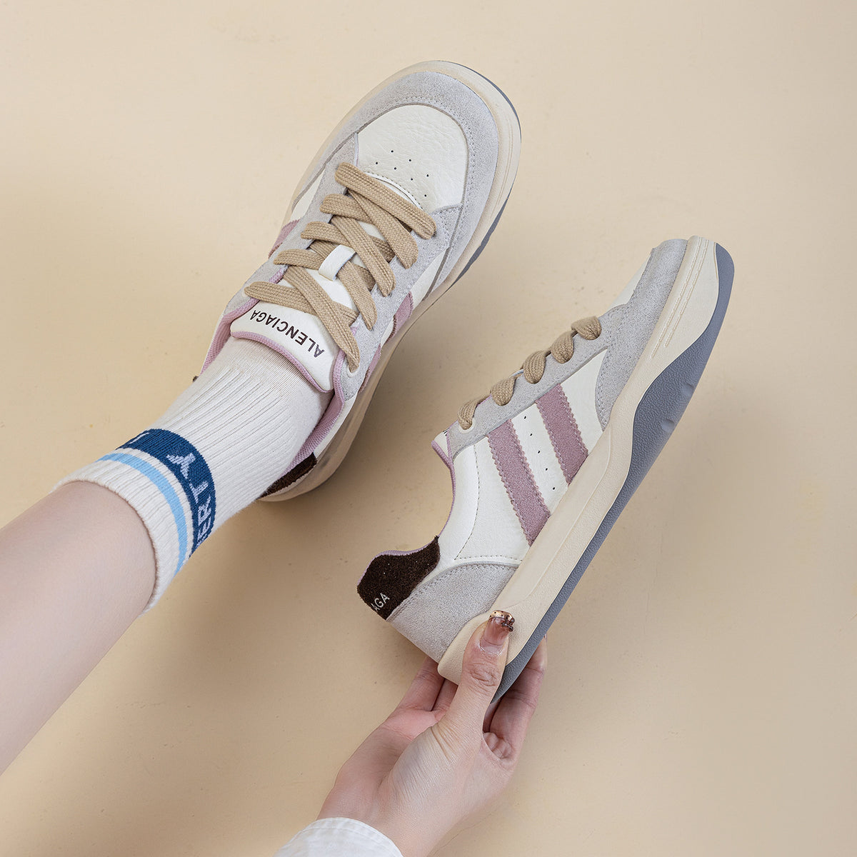 Women's Genuine Platform White Spring Fashion Leisure Sports Jogging Soft Bottom Women's Casual Shoes