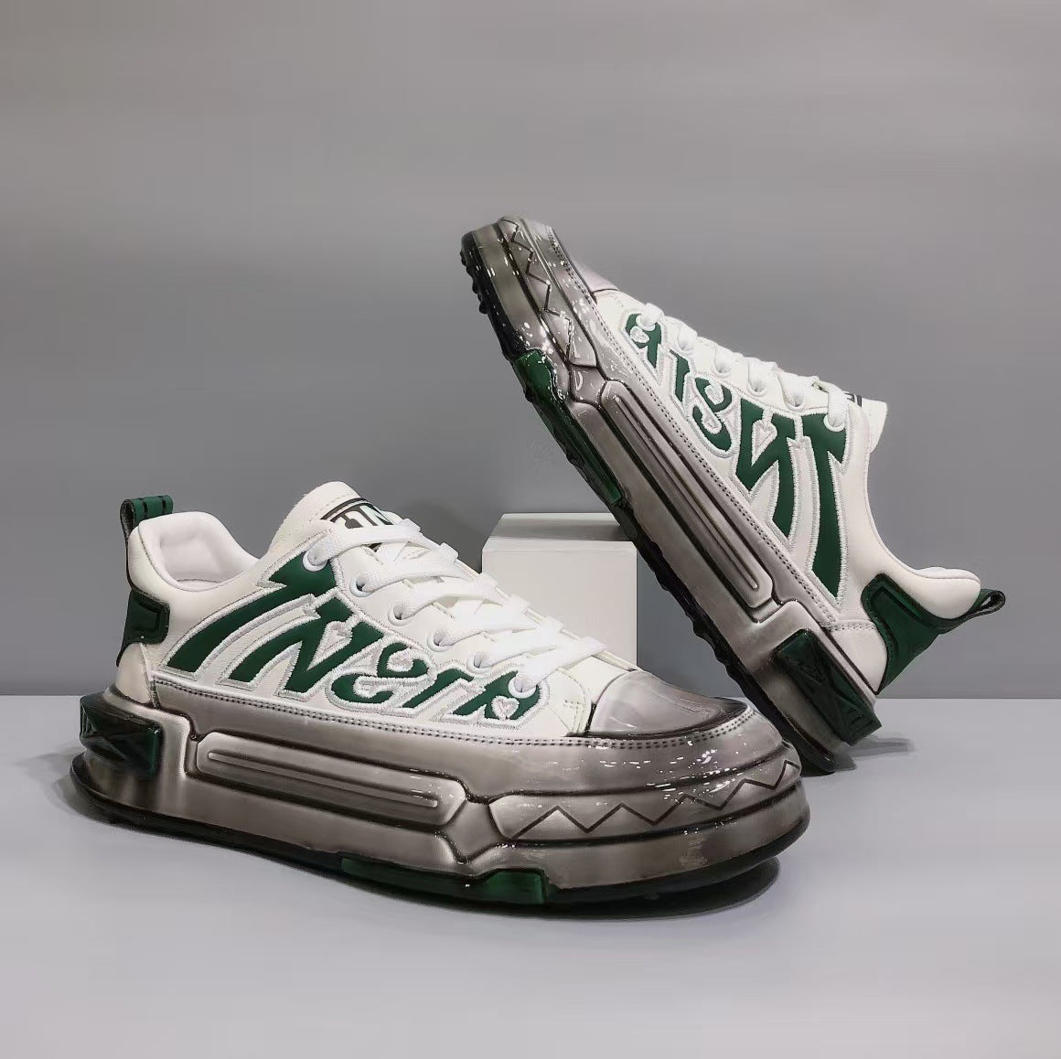 Men's Rubber Summer First Layer Cowhide Platform Men's Board Shoes