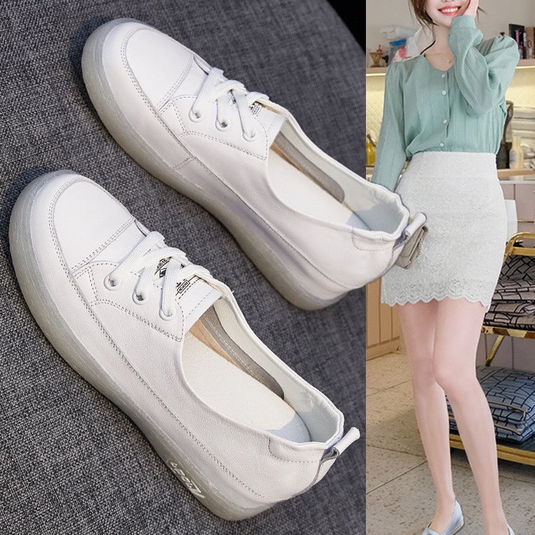 Women's First Layer Cowhide Shallow Mouth Height Increasing Insole Women's Casual Shoes