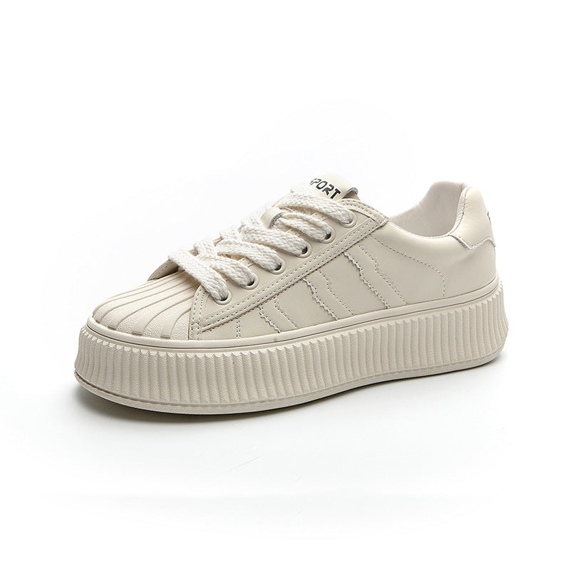 Women's Shell Head White Genuine Platform Biscuit Women's Casual Shoes